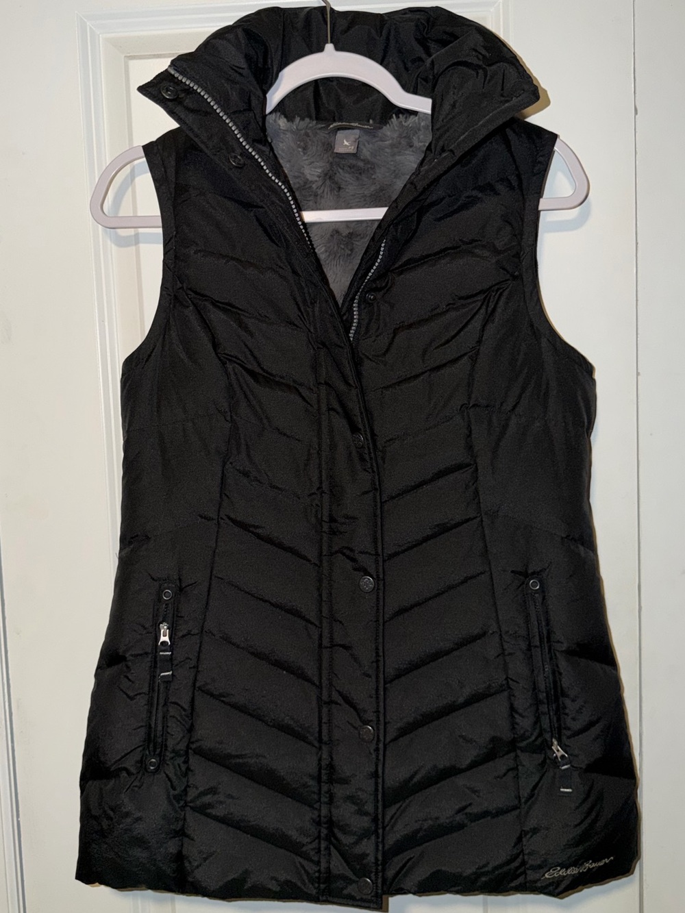 Eddie Bauer Black Quilted Hooded Puffer Vest - Women's